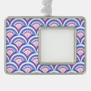 Adorno patrón de damasco floral azul