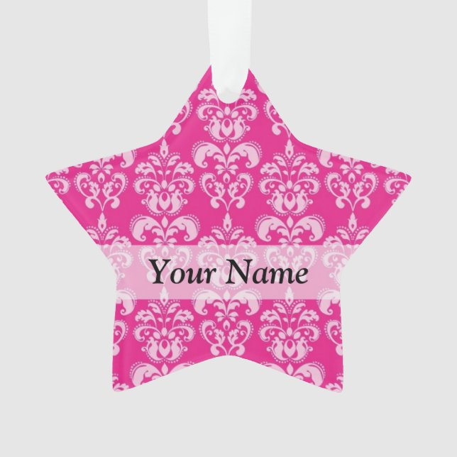 Adorno Patrón de damasco rosa caliente (Anverso)