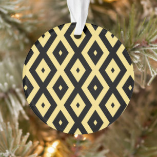Adorno Patrón de diamante amarillo limón y negro