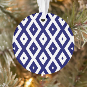 Adorno Patrón de diamante blanco y azul de la marina