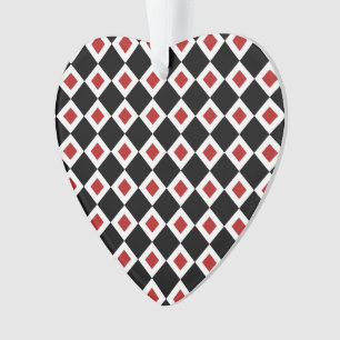 Adorno Patrón de diamante negro, blanco y rojo
