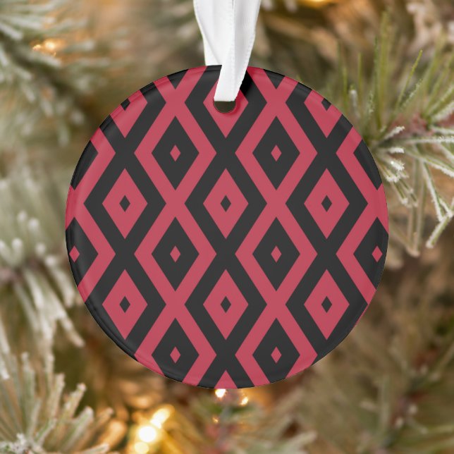 Adorno Patrón de diamante rojo y negro (Árbol)