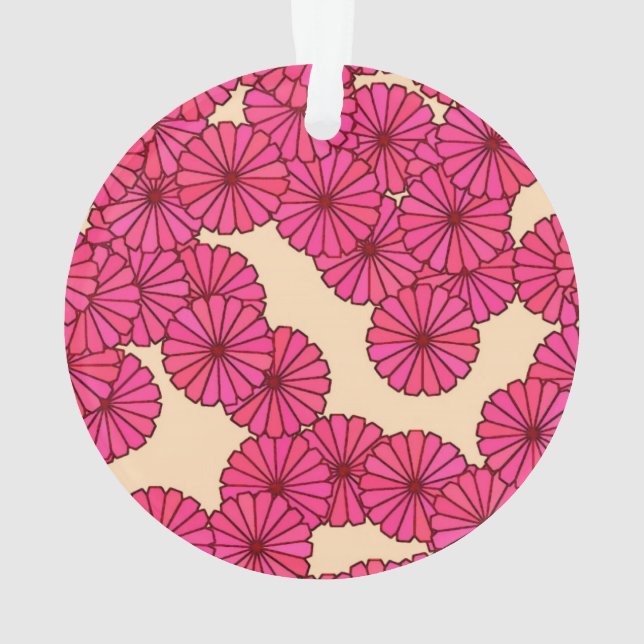 Adorno Patrón de flores Art Deco - rosa profundo y meloco (Reverso)