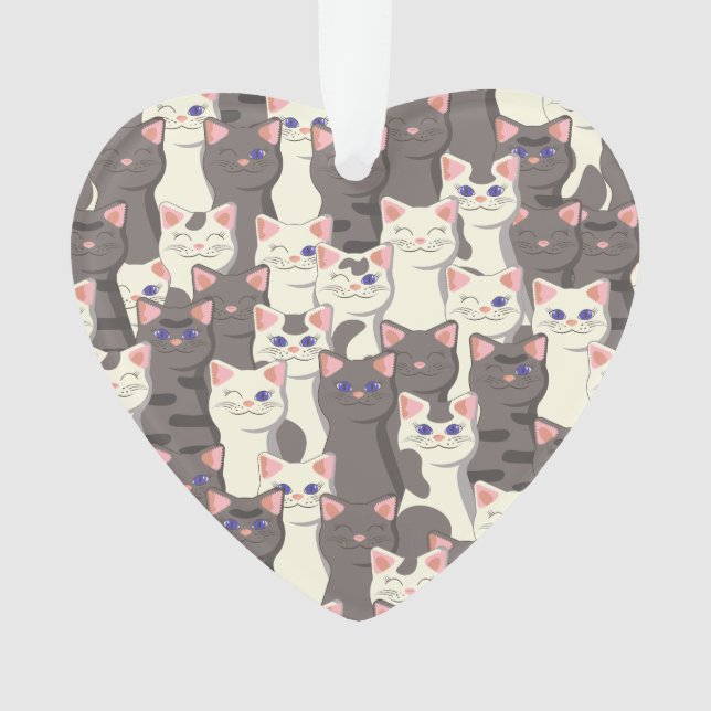 Adorno Patrón de gatos blancos y grises (Anverso)