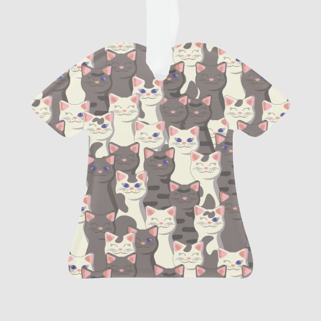 Adorno Patrón de gatos blancos y grises (Anverso)