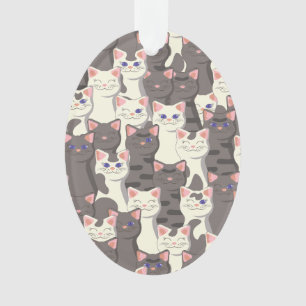 Adorno Patrón de gatos blancos y grises