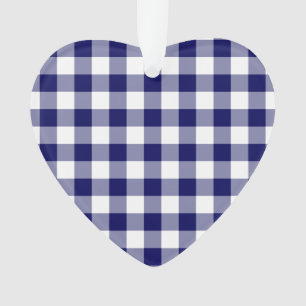 Adorno Patrón de Gingham blanco y naval