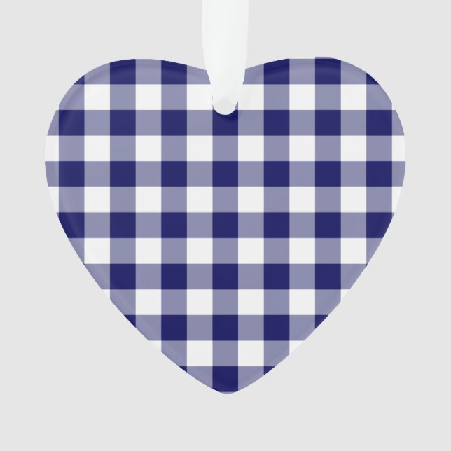 Adorno Patrón de Gingham blanco y naval (Anverso)