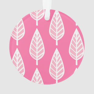 Adorno Patrón de hojas de haya - Rosa caliente y blanco