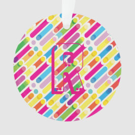 Adorno Patrón de líneas diagonales en arco iris monograma