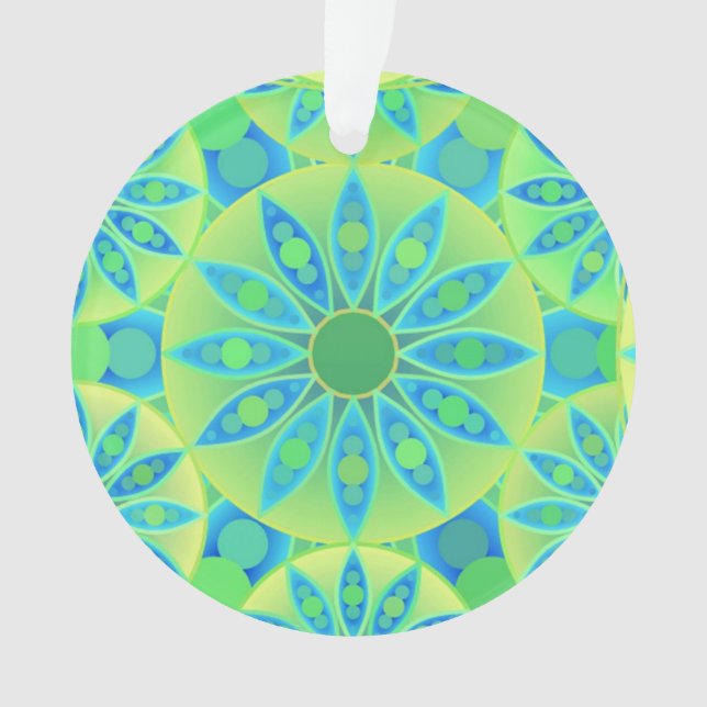Adorno Patrón de Mandala, turquesa, azul, verde tilo (Anverso)