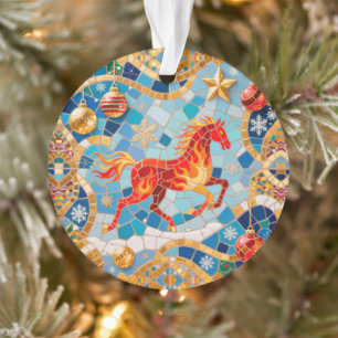 Adorno Patrón de Navidades de Caballos Rojos Fiery de Año