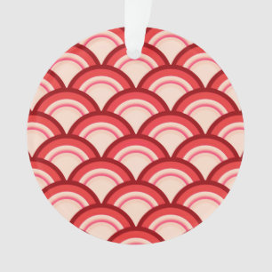 Adorno Patrón de ola Art Deco - rojo coral y rosa