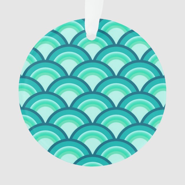 Adorno Patrón de onda Art Deco - tonos de turquesa (Anverso)