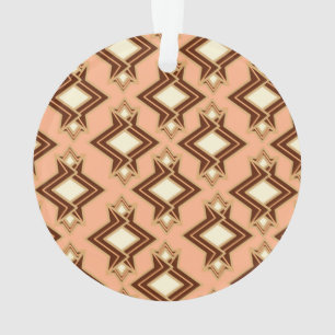 Adorno Patrón de papel pintado Art Déco, coral y marrón