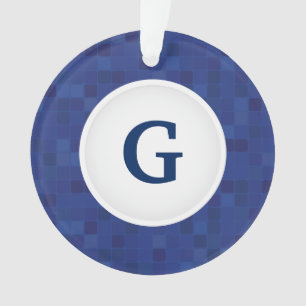 Adorno Patrón de píxeles de mosaico azul monograma person