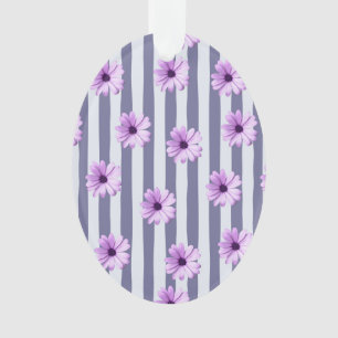 Adorno patrón de rayas con margaritas moradas