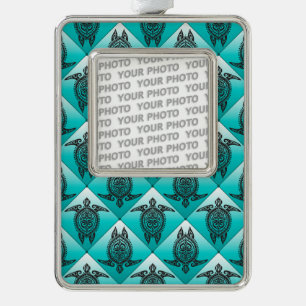 Adorno Patrón de tortugas marinas chamánicas - cian