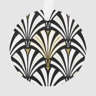 Adorno Patrón de ventilador Art Deco - blanco y negro