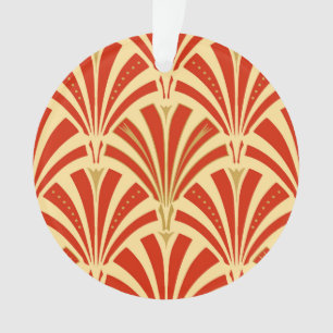 Adorno Patrón de ventilador Art Deco - naranja de mandari