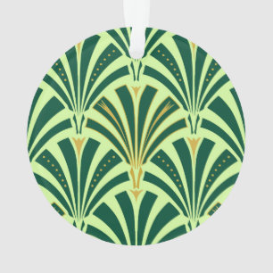 Adorno Patrón de ventilador Art Deco - verde pino y menta