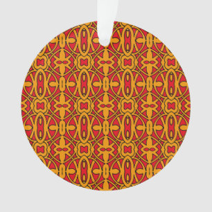 Adorno Patrón dibujado de mano roja y naranja