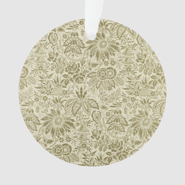 Adorno Patrón floral Sage verde Damasco antiguo (Anverso)