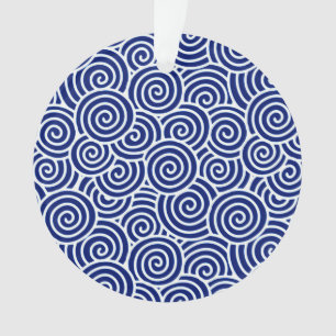 Adorno Patrón giratorio japonés - azul marino y blanco