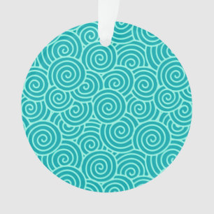 Adorno Patrón giratorio japonés - turquesa y agua