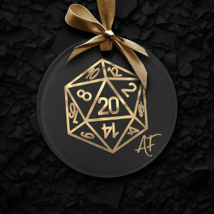 Adorno Patrón Gold D20   RPG Fantasy Role Player Dice