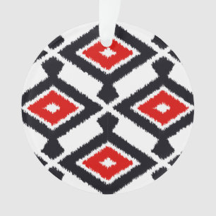 Adorno Patrón Ikat - rojo oscuro, negro y blanco