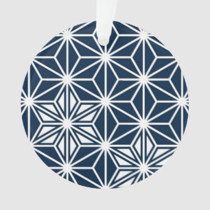 Adorno Patrón japonés Asanoha - azul índigo y blanco