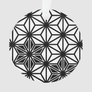 Adorno Patrón japonés de Asanoha - blanco y negro