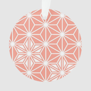 Adorno Patrón japonés de Asanoha - rosa coral