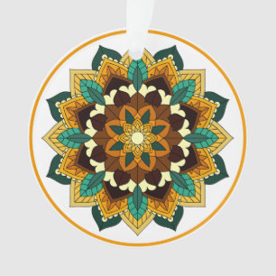Adorno Patrón Mandala 02 en amarillo y marrón