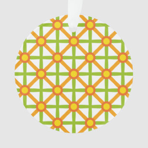 Adorno Patrón naranja verde y amarillo de inspiración ret