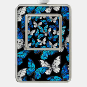 Adorno Patrón oscuro sin costuras con mariposas azules Mo