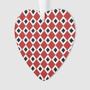 Adorno Patrón rojo, blanco, negro de diamantes