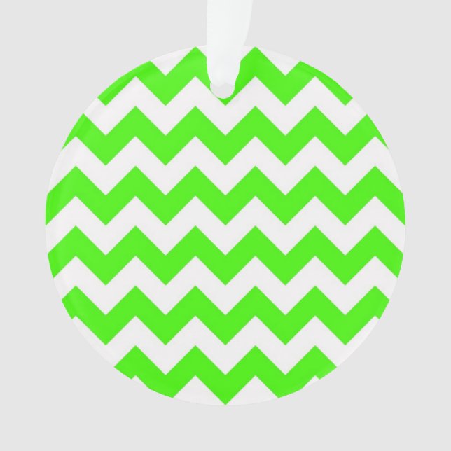 Adorno Patrón Zig-Zag de Chevron Blanco Lime Green (Anverso)