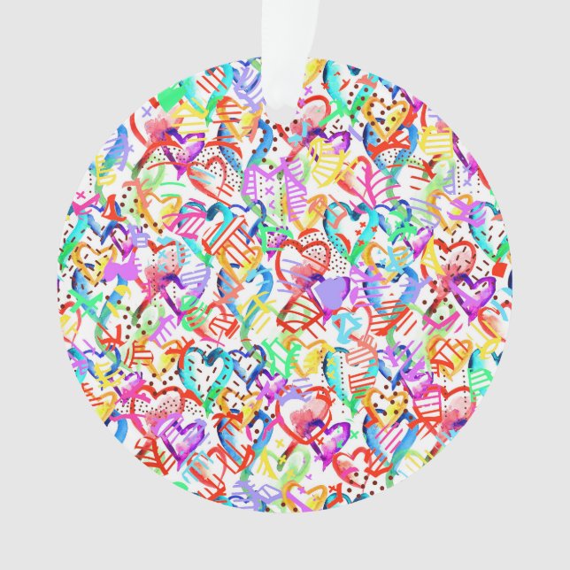 Adorno Patrones de corazones coloridos (Anverso)