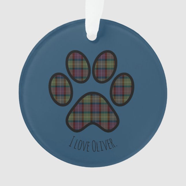 Adorno Paw Print Plaid Fall Moda Perros Amantes (Anverso)