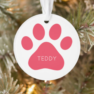 Adorno Paw Print Red Mascota NAME Foto Red White Woow