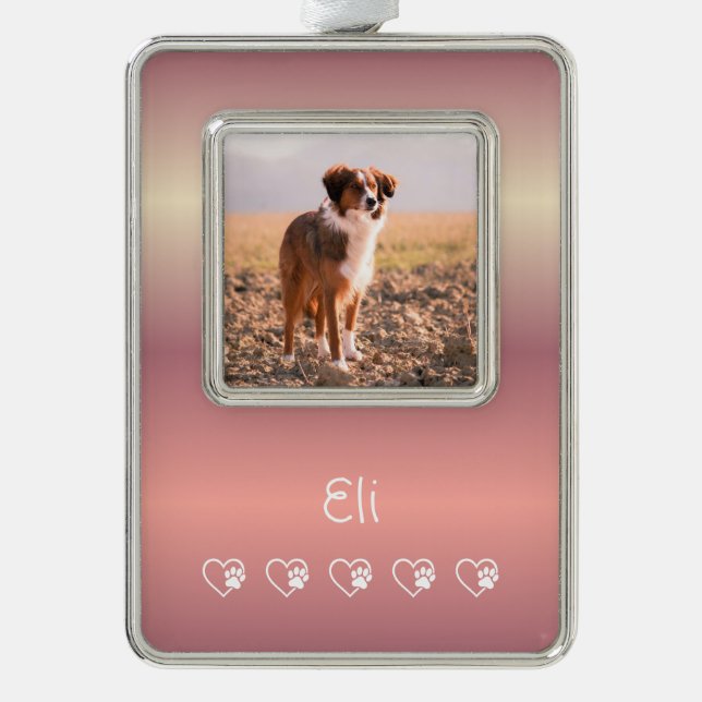 Adorno Peach Pet Photo Ornament - Framed, Holiday  (Anverso)