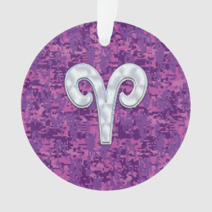 Adorno Pearl Like Aries Zodiac Symbol Digital Camouflage