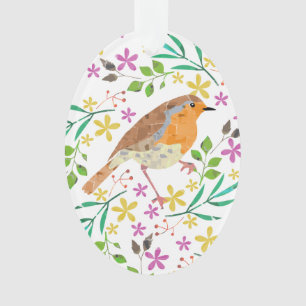Adorno Pecho Rojo Robin, ave de Navidad