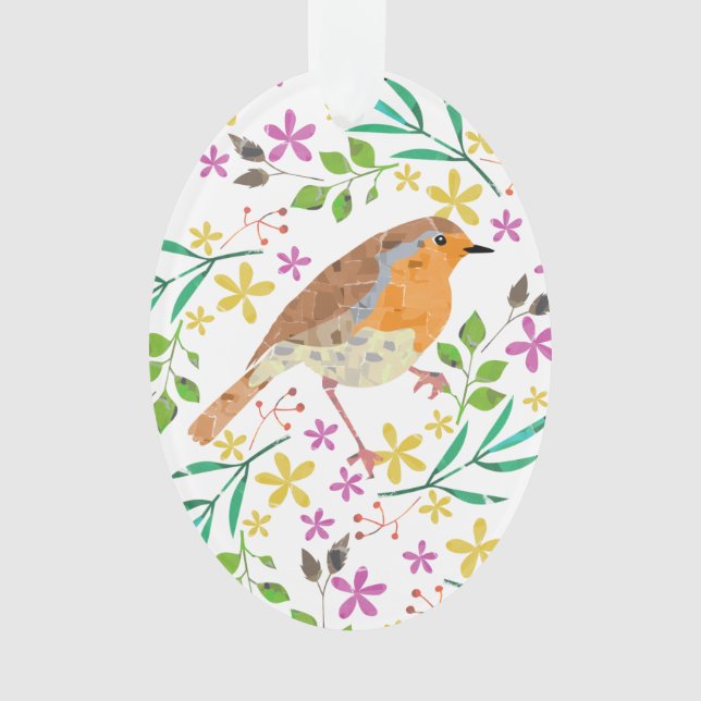 Adorno Pecho Rojo Robin, ave de Navidad (Anverso)