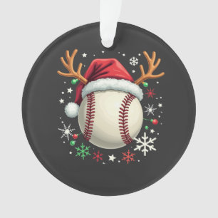 Adorno Pelota de béisbol con cuernos de reno y Navidad