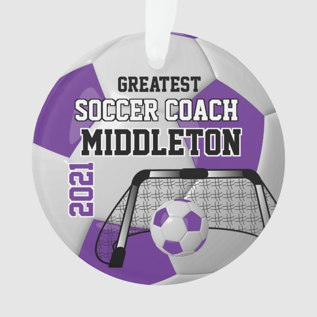 Adorno Pelota de fútbol personal morada y blanca (Anverso)