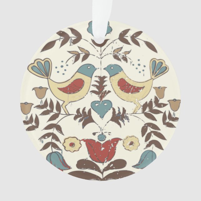 Adorno Pennsylvania Dutch Amish Hex Rótulo Bird Americana (Anverso)