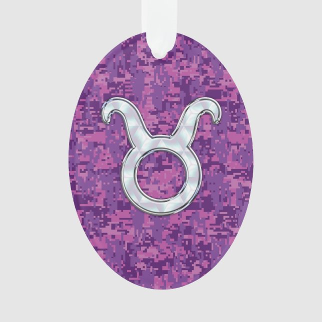 Adorno Perla Como Taurus Zodiac Rótulo Fuchsia Camo Digit (Anverso)